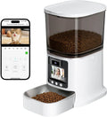 Automatic Cat Feeder with Camera, 2-Way Video& Audio, HD Video with Night Vision, 5G WiFi Pet Feeder, 5L Large Food Storage Container for Multiple Pet, Detachable for Easy Clean