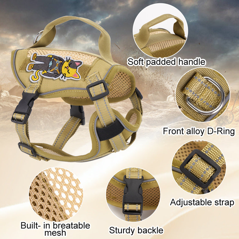 AyalaPet No-Pull Dog & Cat Harness with Handle - Adjustable Reflective Pet Vest - Breathable Soft Mesh Outdoor Walking Harness for Small & Medium