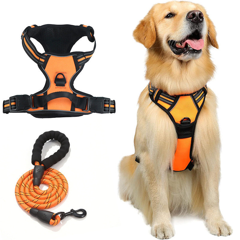 Reflective Step-In Dog Harness and Leash Set - Breathable Soft Mesh Pet Vest - No-Pull Adjustable Escape-Proof Harness for Small Medium Dogs & Cats
