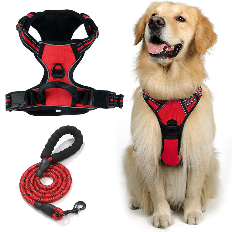 Reflective Step-In Dog Harness and Leash Set - Breathable Soft Mesh Pet Vest - No-Pull Adjustable Escape-Proof Harness for Small Medium Dogs & Cats