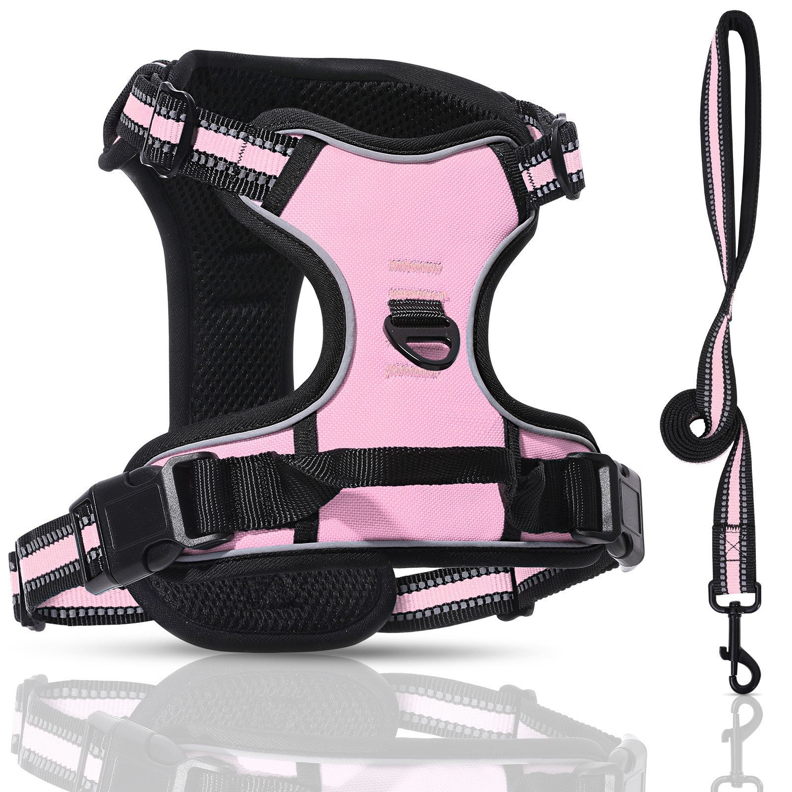 Reflective Step-In Dog Harness and Leash Set - Breathable Soft Mesh Pet Vest - No-Pull Adjustable Escape-Proof Harness for Small Medium Dogs & Cats