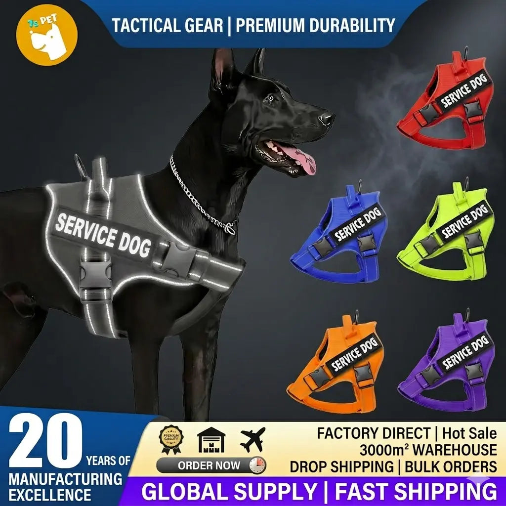 Tactical Dog Harness No-Pull - Heavy Duty Military Pet Vest with Handle & MOLLE System - Reflective Adjustable Outdoor Training Harness for Medium & Large Dogs
