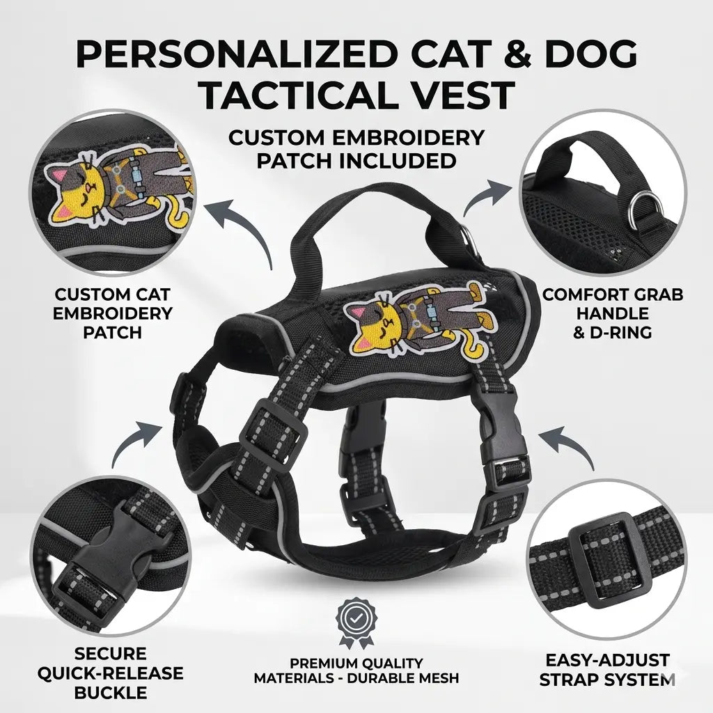 AyalaPet No-Pull Dog & Cat Harness with Handle - Adjustable Reflective Pet Vest - Breathable Soft Mesh Outdoor Walking Harness for Small & Medium